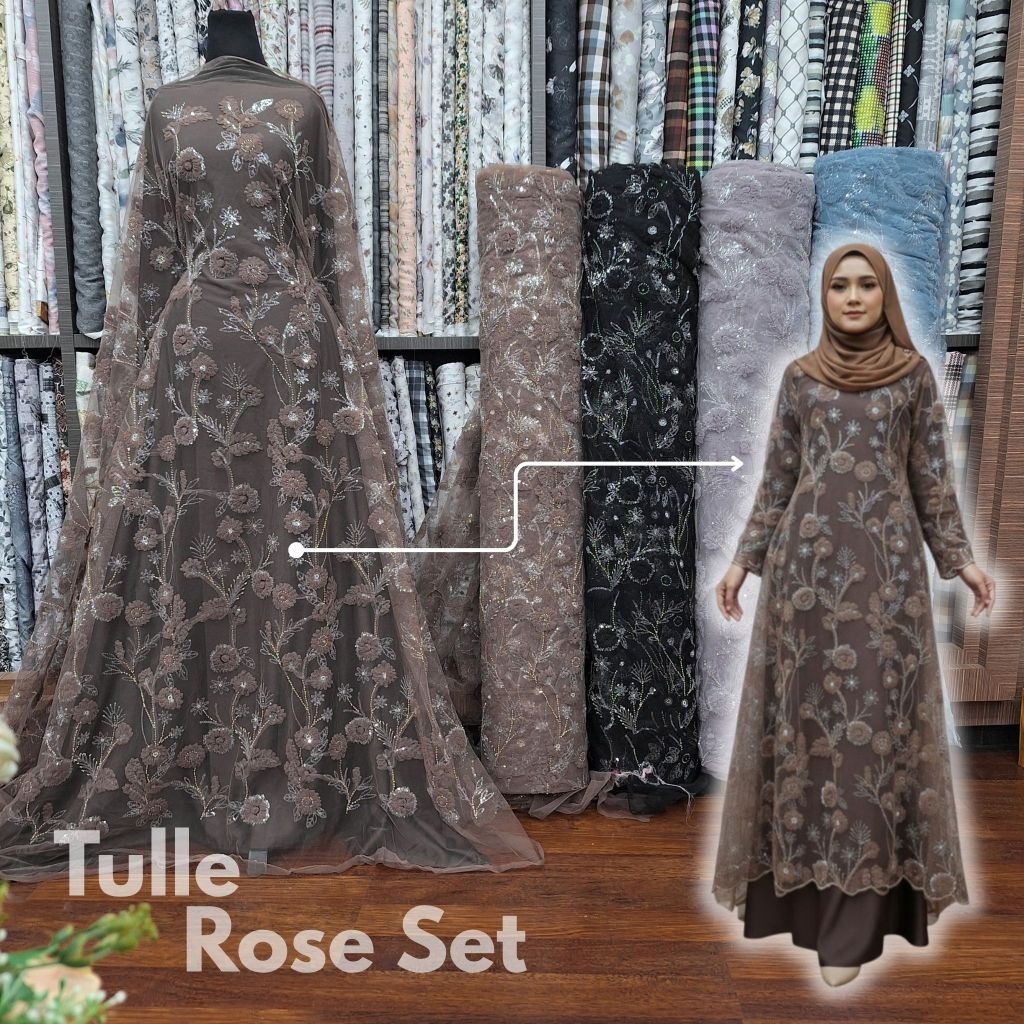 Jual Kain Tulle Rose Set New Desain | Tulle Rose Set Premium Payet ...