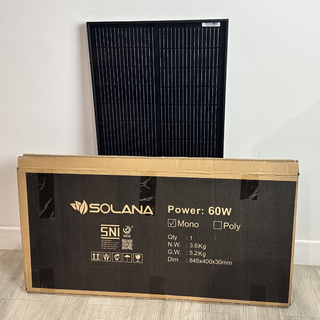 Jual Solar Panel Surya SOLANA 60WP 60 Watt 12V BLACK Monocrystalline ...