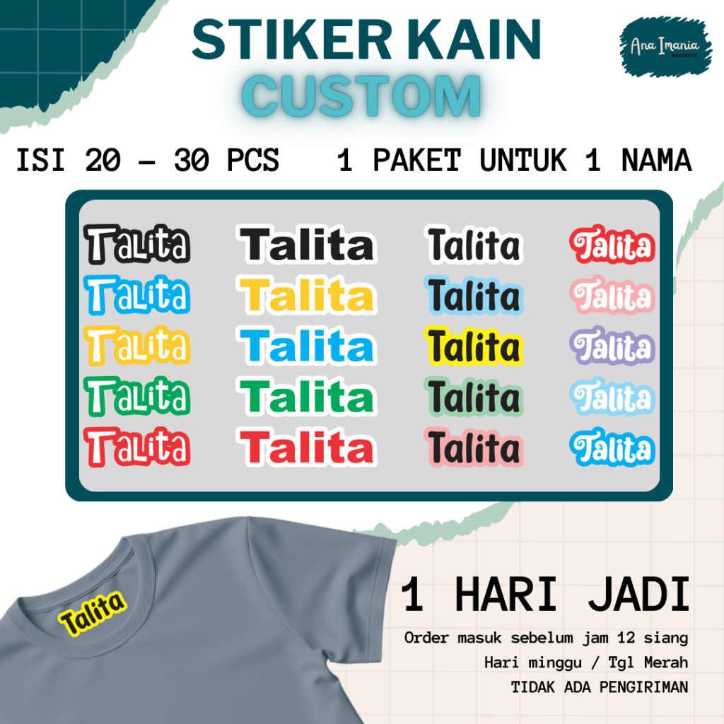 Jual Stiker Label Nama Setrika | Stiker Kain Setrika | Sablon Setrika ...
