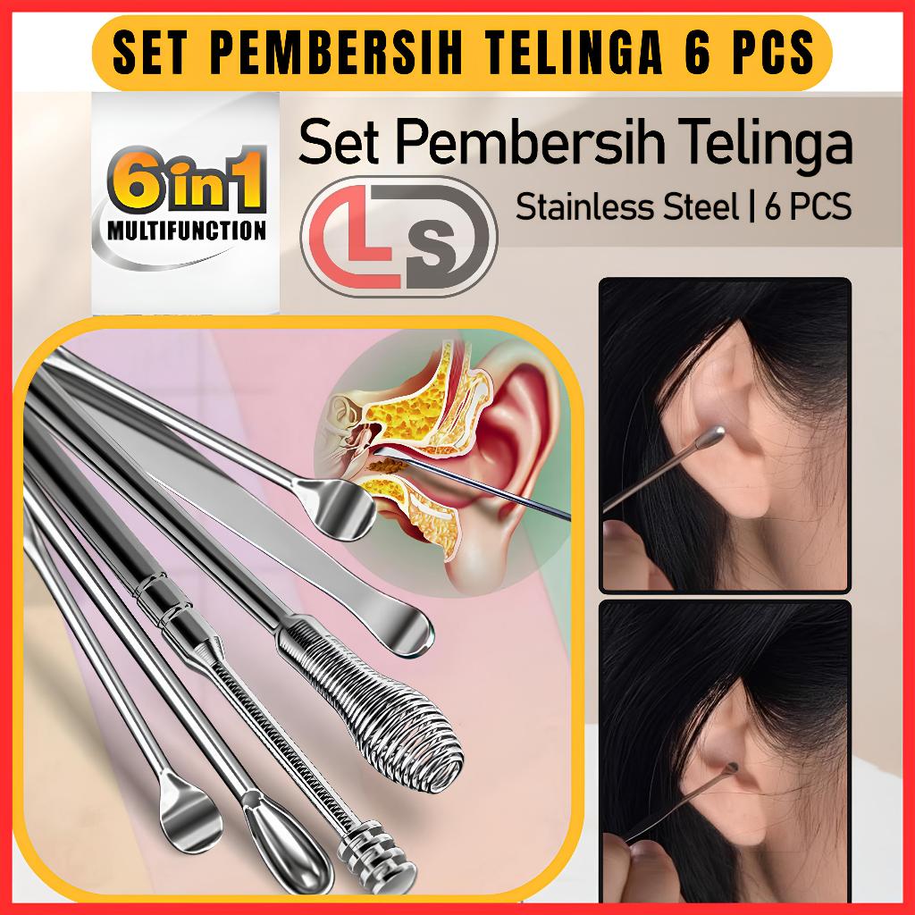 Jual [COD] LS - 6 Pcs Alat Pembersih Telinga Stainless Steel Korek ...