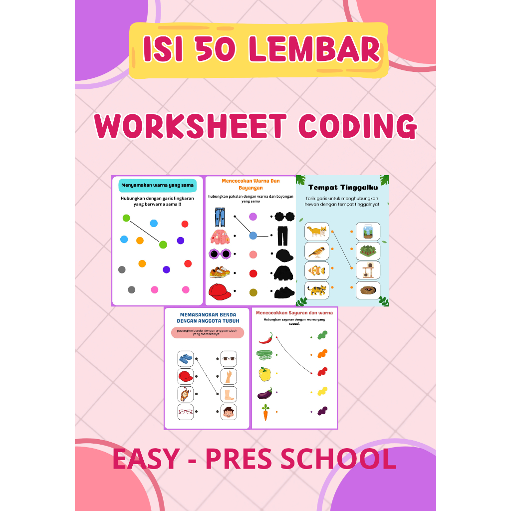 Jual 50 Lembar Worksheet Coding Anak Kertas Aktivitas Lembar Kerja Anak ...