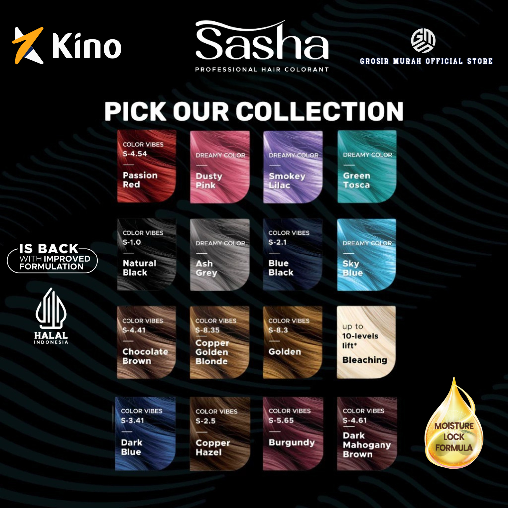 Jual Sasha Hair Colorant 25gr Sky Blue Cat Rambut Biru Muda Profesional ...