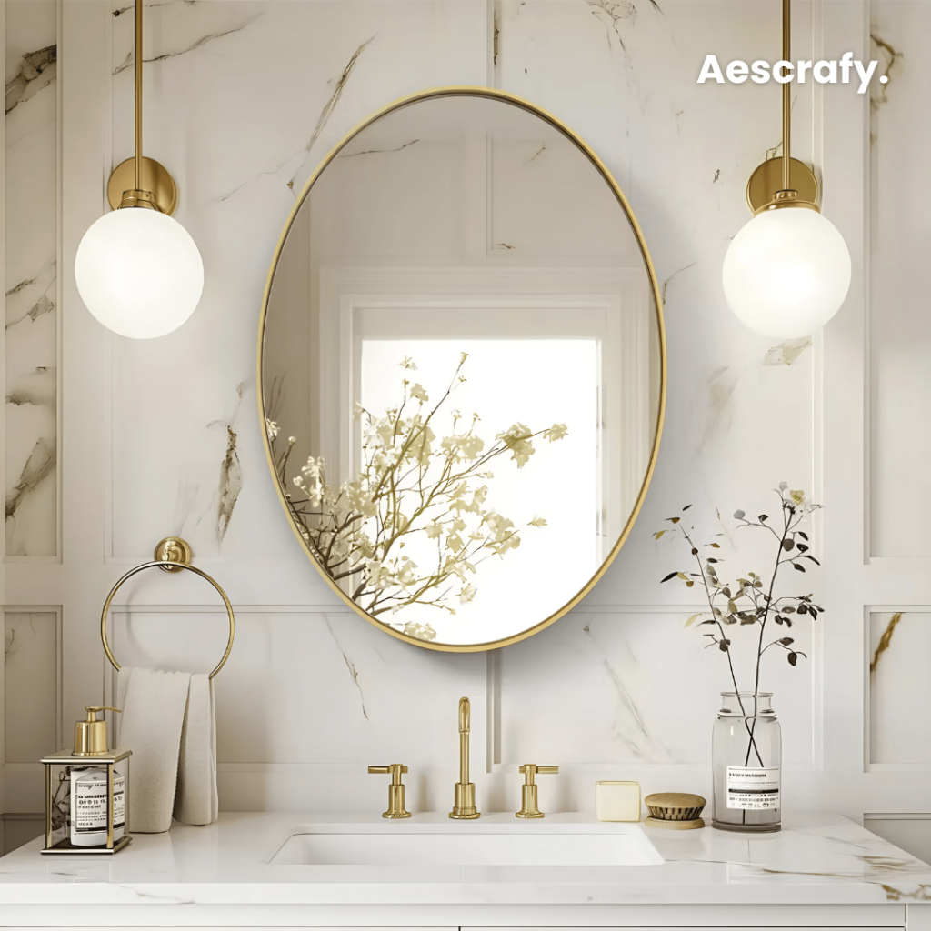 Jual Aescrafy Cermin Oval Telur Dengan Frame Gold / Silver – Cermin ...