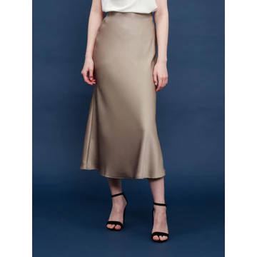 JENN ROSE Carol Premium Satin Silk Skirt Midi Lenght Rok Satin Midi