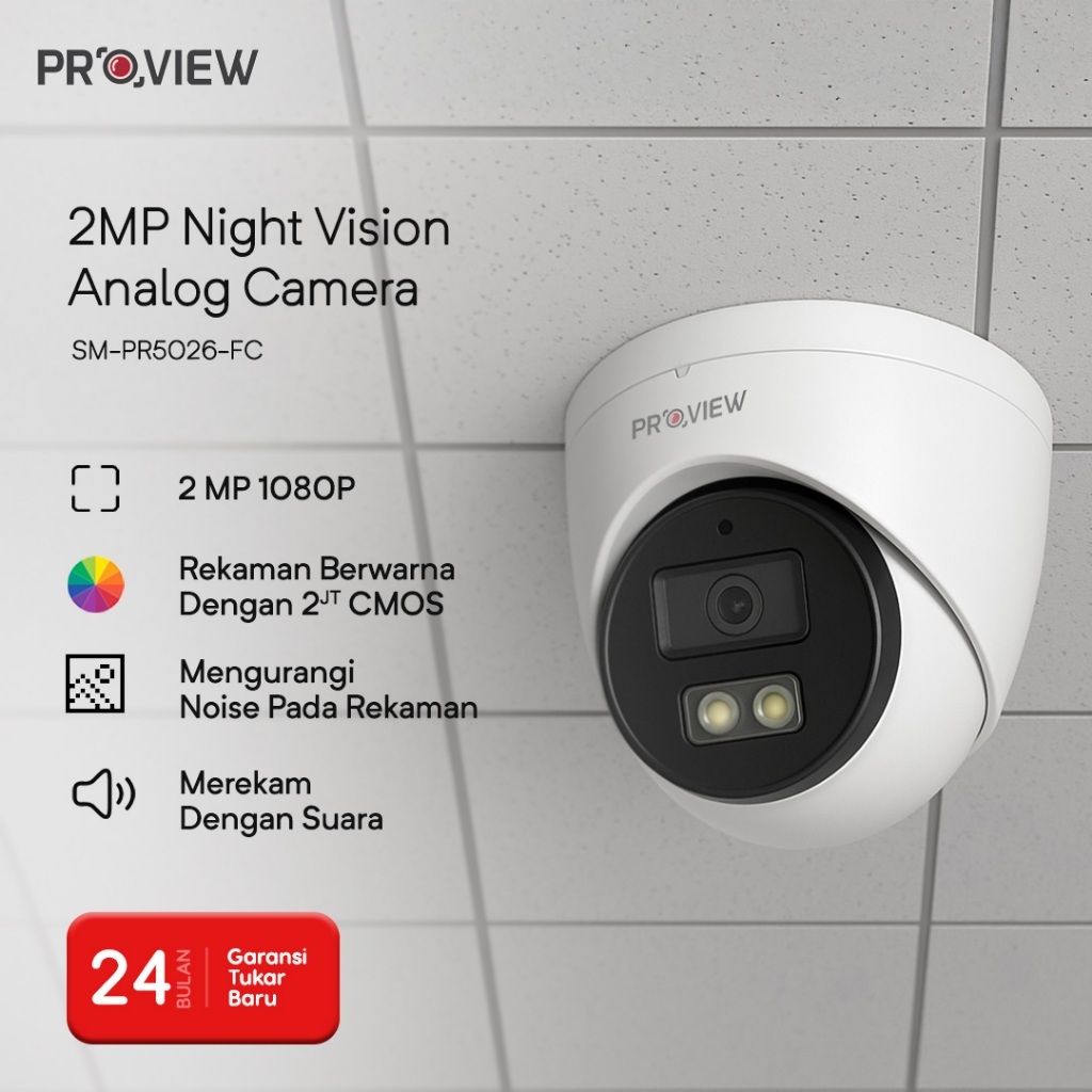 Jual PROVIEW SM-PR5026-FC 2MP Dome Color Night Vision Analog camera ...