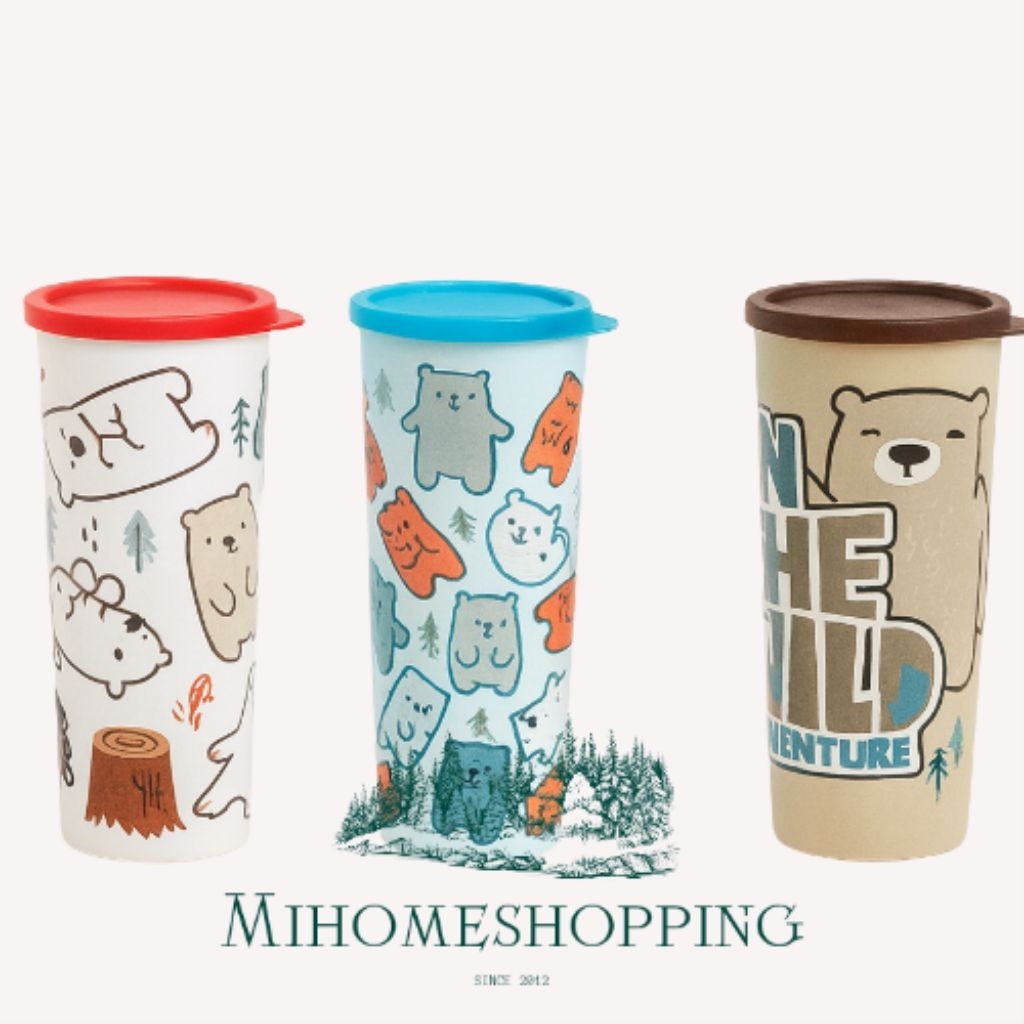 Jual Tupperware bear tumbler 470ml flat seal gelas air minum anak kedap ...