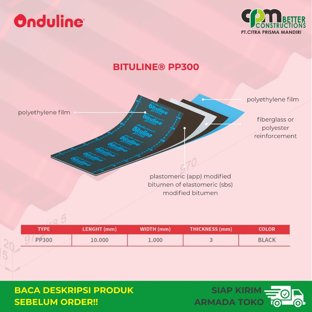Jual ONDULINE - BITULINE Waterproofing Membrane Bakar TP300 / PP40 ...
