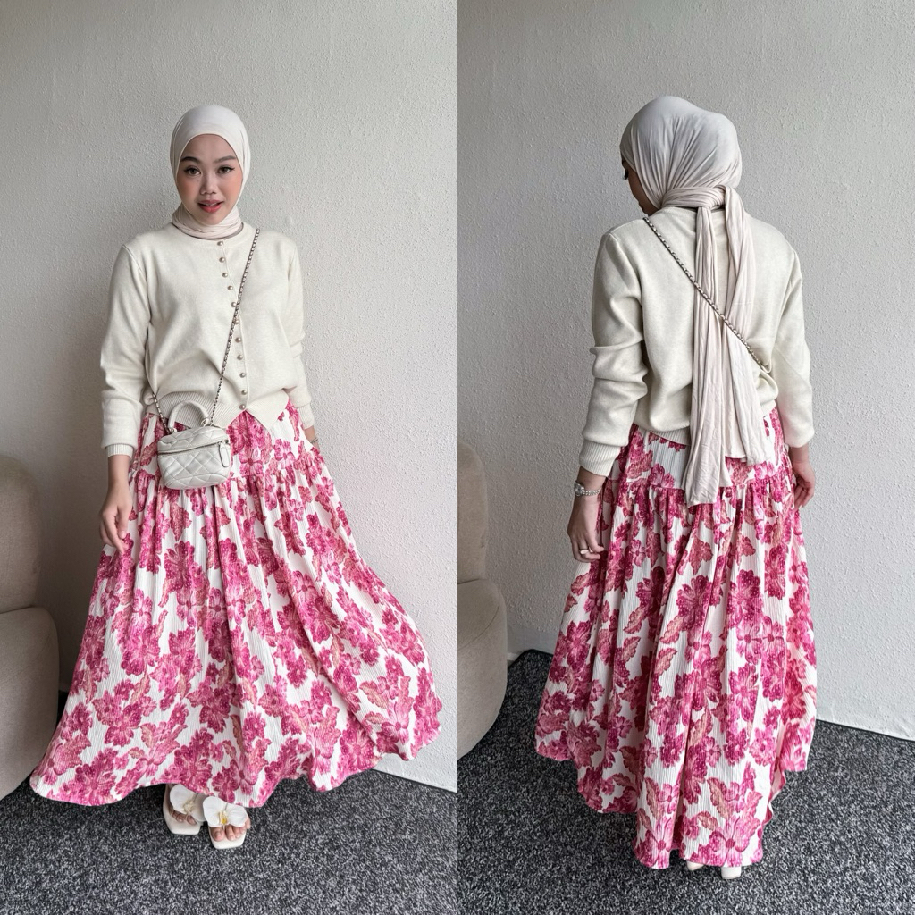 Jual Floral Id - Rok Bunga Flowy Gardenia Skirt Rayon Adem Rok Panjang ...