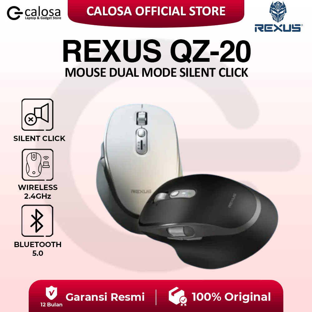 Jual Rexus Flow QZ20/ QZ-20 Mouse Office Wireless Ergonomic Silent ...