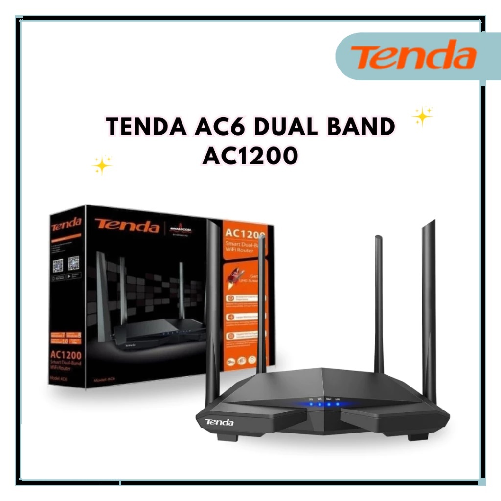 Jual Tenda AC6 HighSpeed Repeater WiFi AC1200 Smart Dual-Band gigabit ...