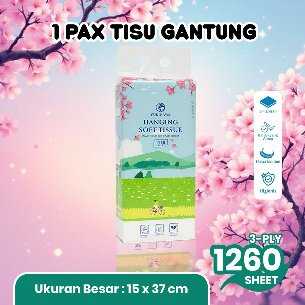 Jual TISU YUKINAWA GANTUNG/TISU GANTUNG/TISU HANGING 1260 SHEETS/TISU 3 ...