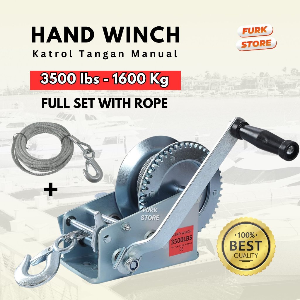 Jual Hand Winch 3500LBS + Wire Rope Tipe HWW04 – Hand Winch Wire Rope ...