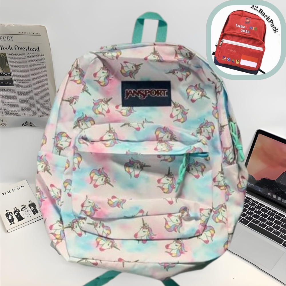 high rise backpack jansport JANSPORT SuperBreak Plus Backpack - SPRAYED STARS BLACK - ONE SIZE