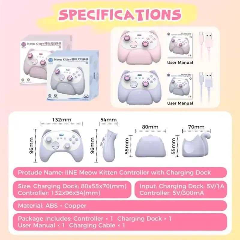 Jual IINE Meow Kitten Wireless Controller with Charging Dock High ...