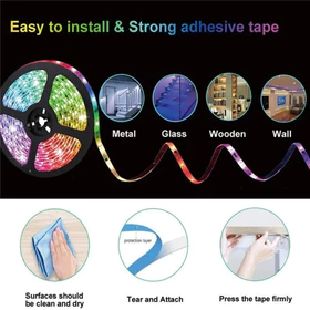 Lampu Led Strip Rgb Warna Warni 28355050 Komplit Set Adaptor Remote Waterproof