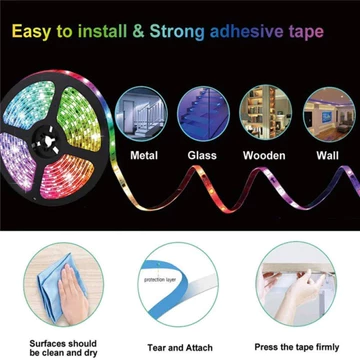 Lampu Led Strip Rgb Warna Warni 28355050 Komplit Set Adaptor Remote Waterproof