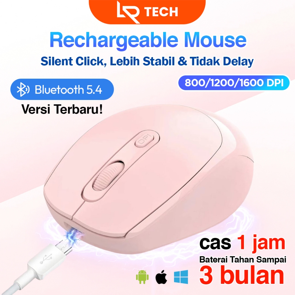 Jual (BT5.4+2.4G 2Model) LRTECH Mouse Bluetooth 1600 DPI Mouse ...