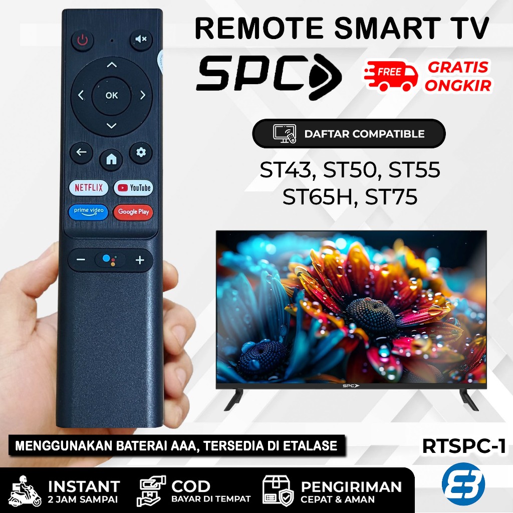 Jual Remote Remot TV SPC Android Smart TV ST43 ST50 ST55 ST65H ST75 non ...