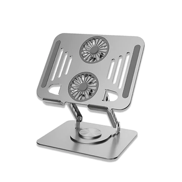 IST Laptop Stand Foldable 360° Rotasi 2 Kipas Cooling Pad Pendingin Portabel Penopang Laptop