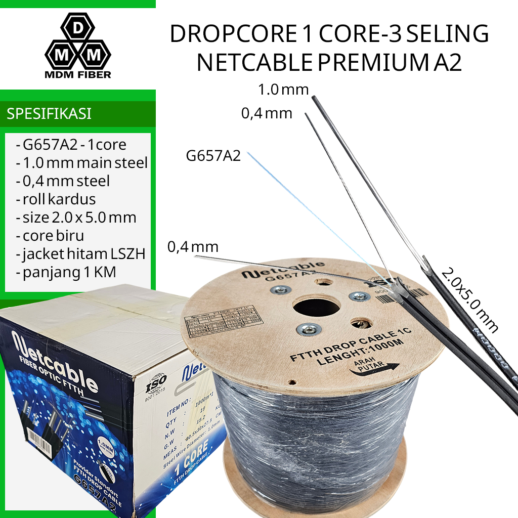 Jual Netcable Premium Dropcore 1 Core 3 Seling 1000 Meter 1,0 mm 1C ...
