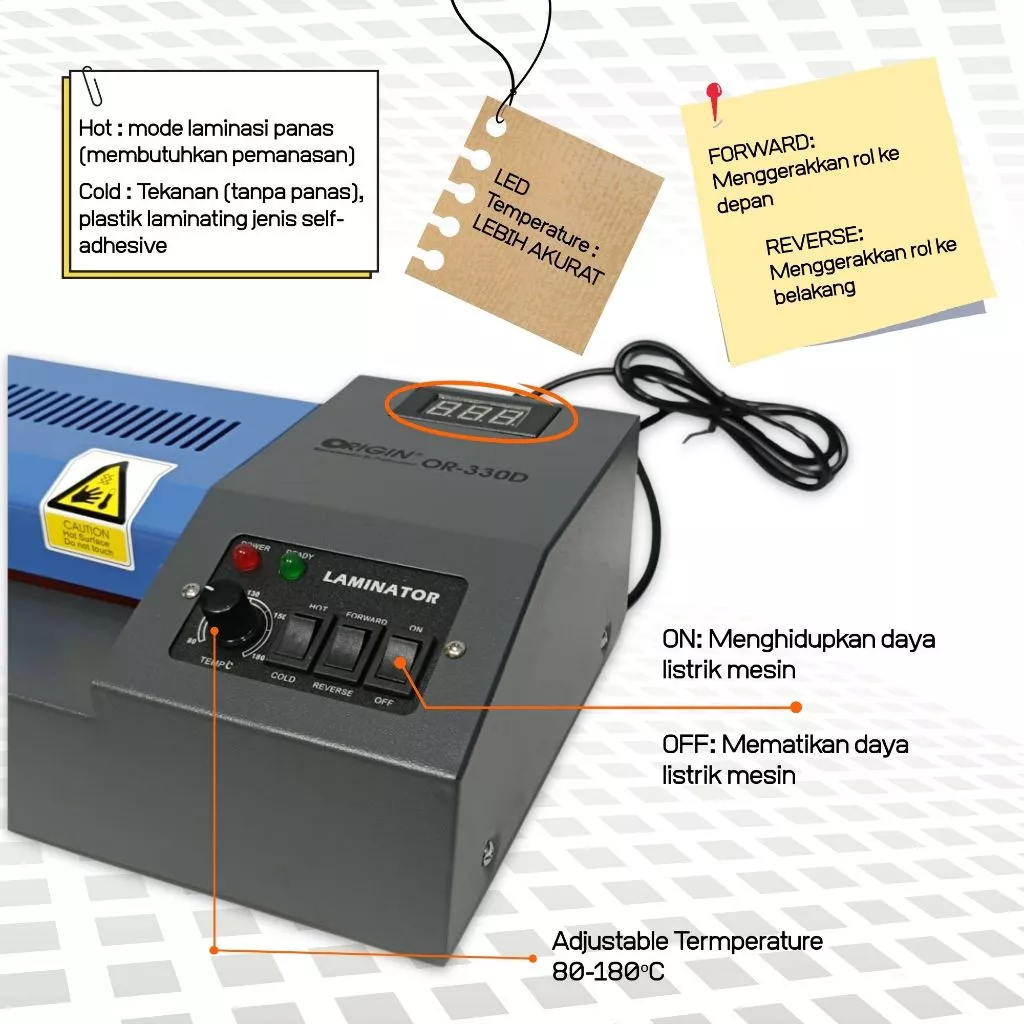 Keterangan tombol dan kontrol Origin OR-330D