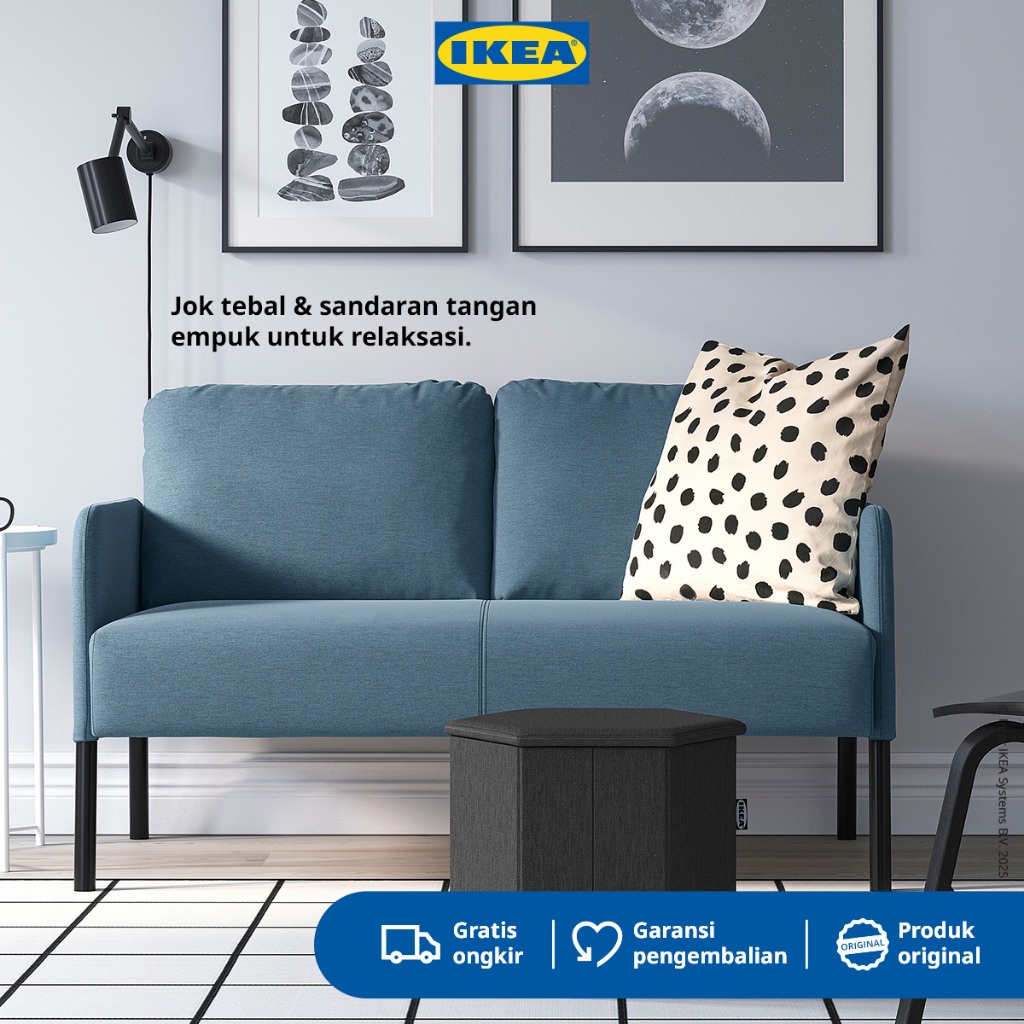 Jual IKEA GLOSTAD Sofa 2 Dudukan Minimalis Knisa Biru | Shopee