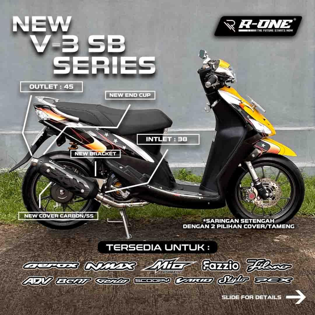 Jual Knalpot R One Racing Muffler Knalpot Standar Racing V3 SB Series ...