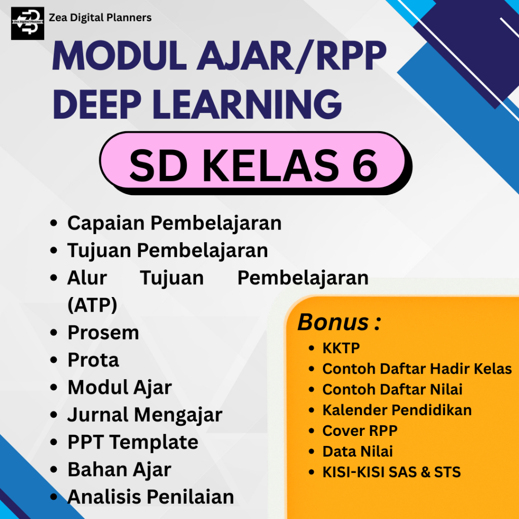 Jual Modul Ajar dan RPP Pembelajaran Mendalam | Deep Learning | Kelas 6 ...