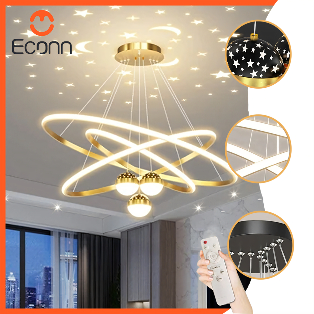 Jual Lampu Gantung LED Gold Infinity Loop 60W Remote Tricolor Dengan ...