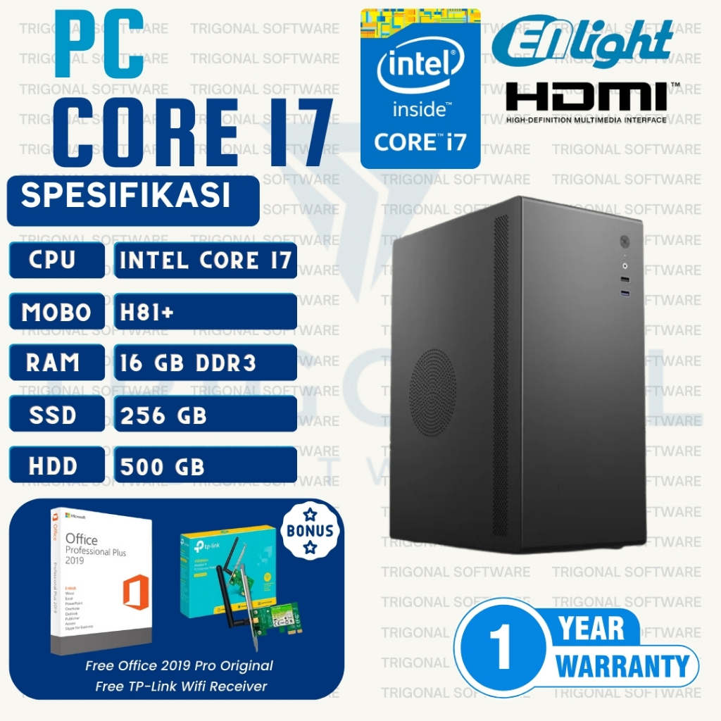 Jual CPU ONLY PC INTEL CORE i7 RAM 16 GB SSD 256 GB free paking kayu ...