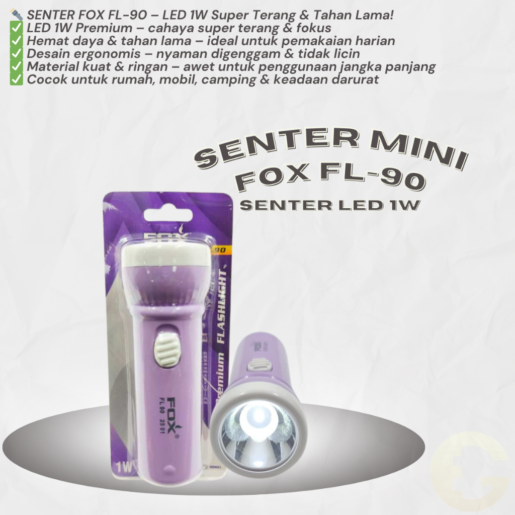 Jual Senter FOX FL90 Super Terang – LED 1W Premium, Tahan Lama ...