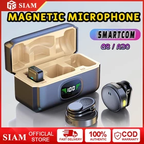 Q8 Wireless Microphone 2.4GHz Magnetik Suction Lavalier Mikrofon Peredam Bising Daya Tahan
