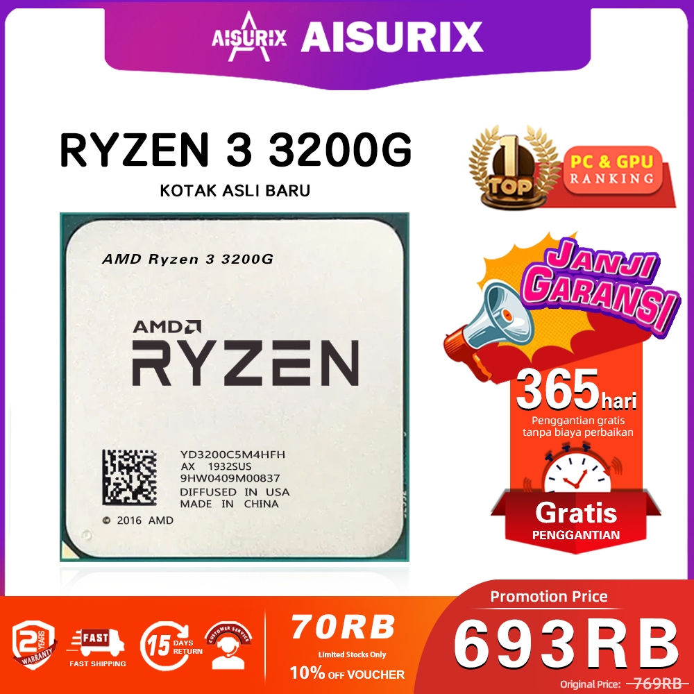 Jual AMD CPU Ryzen 3 3200G Processor 4.0Ghz Cache 4MB 65W AM4 | Shopee ...
