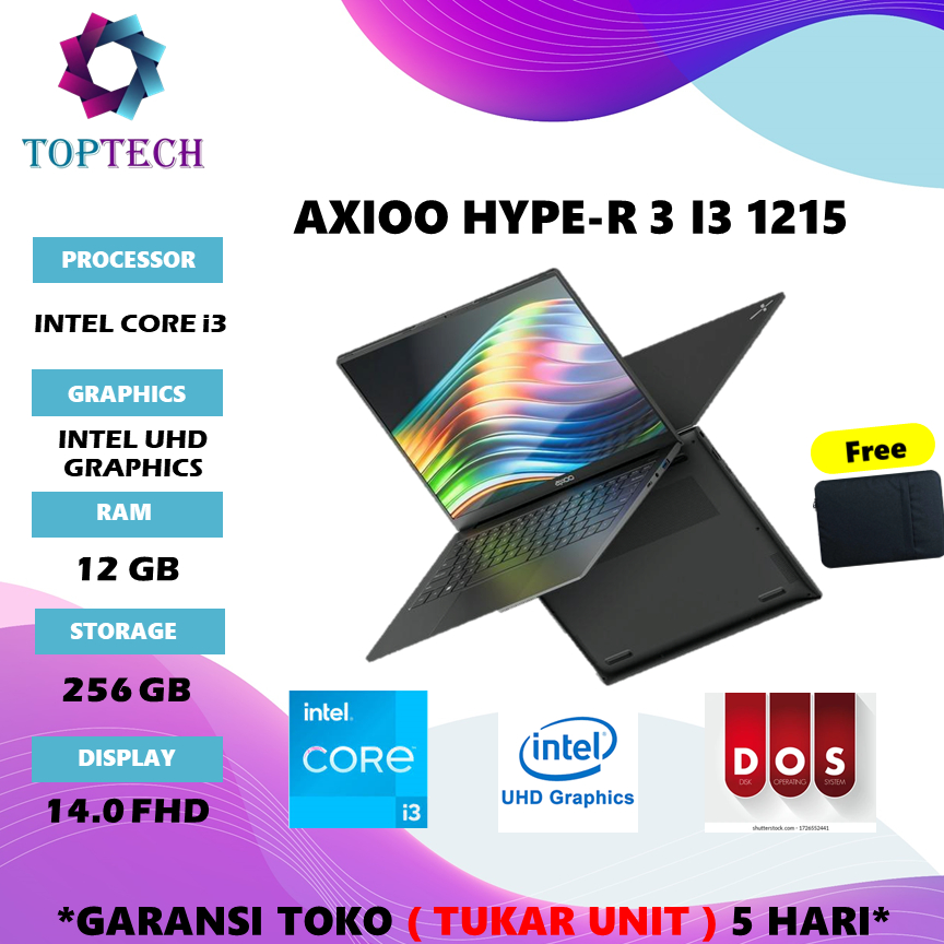 Jual LAPTOP AXIOO HYPE-R 3 I3 1215 RAM 12GB SSD 256GB DOS 14.0FHD BLACK ...