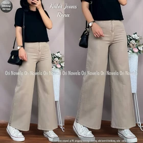 QJ Higwaitshigh Waist Kulot Jeans Wanita Premium Asli Jeans Tebal