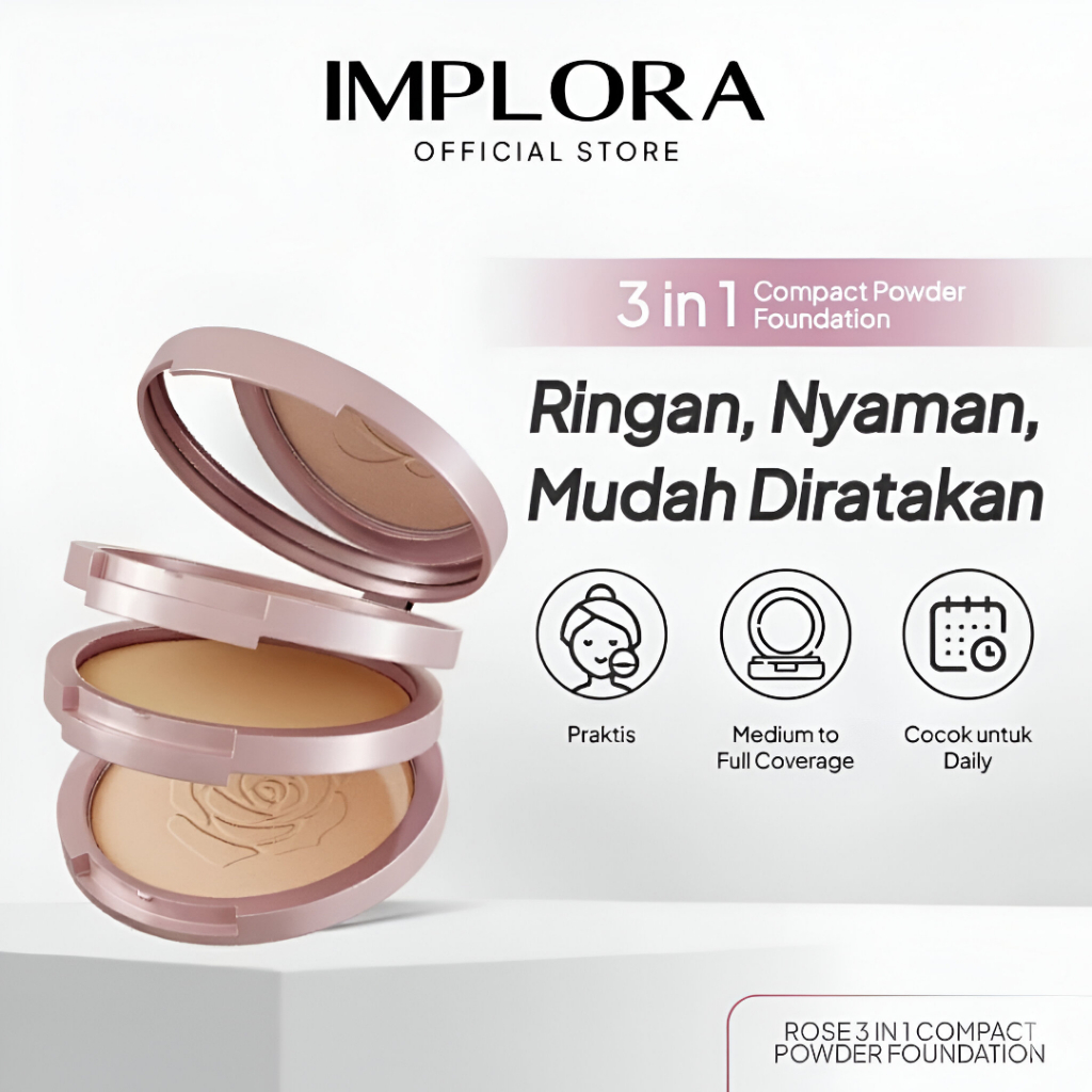 Jual Implora Rose 3 in 1 Compact Powder Foundation untuk Tampilan ...