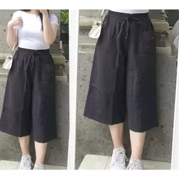 Celana Haruka 7 8 Linen Crinkle Kulot Santai Korean Style