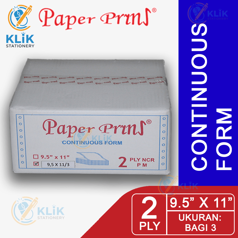 Jual KERTAS CONTINUOUS FORM 9.5 X 11 2 PLY PAPER PRINT BAGI 3 K2 PRS ...