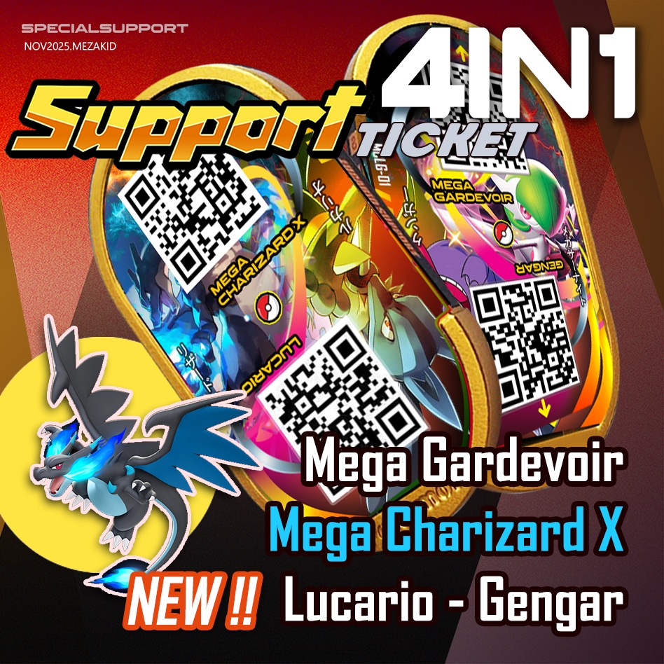 Jual 4in1 SUPPORT TICKET Pokemon Mezastar , Gengar - lucario ...