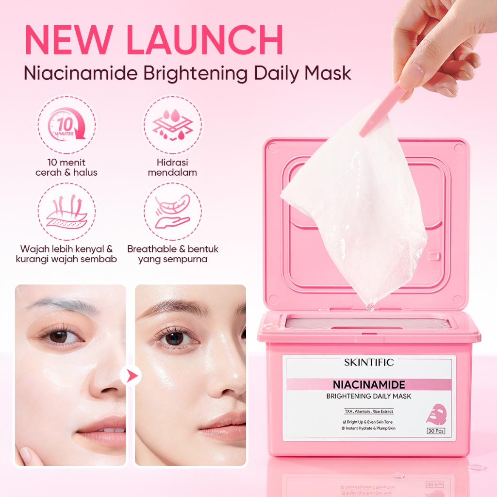 Jual SKINTIFlC -NIACINAMIDE BRIGHTENING DAILY MASK 30sheets|Hydrate ...