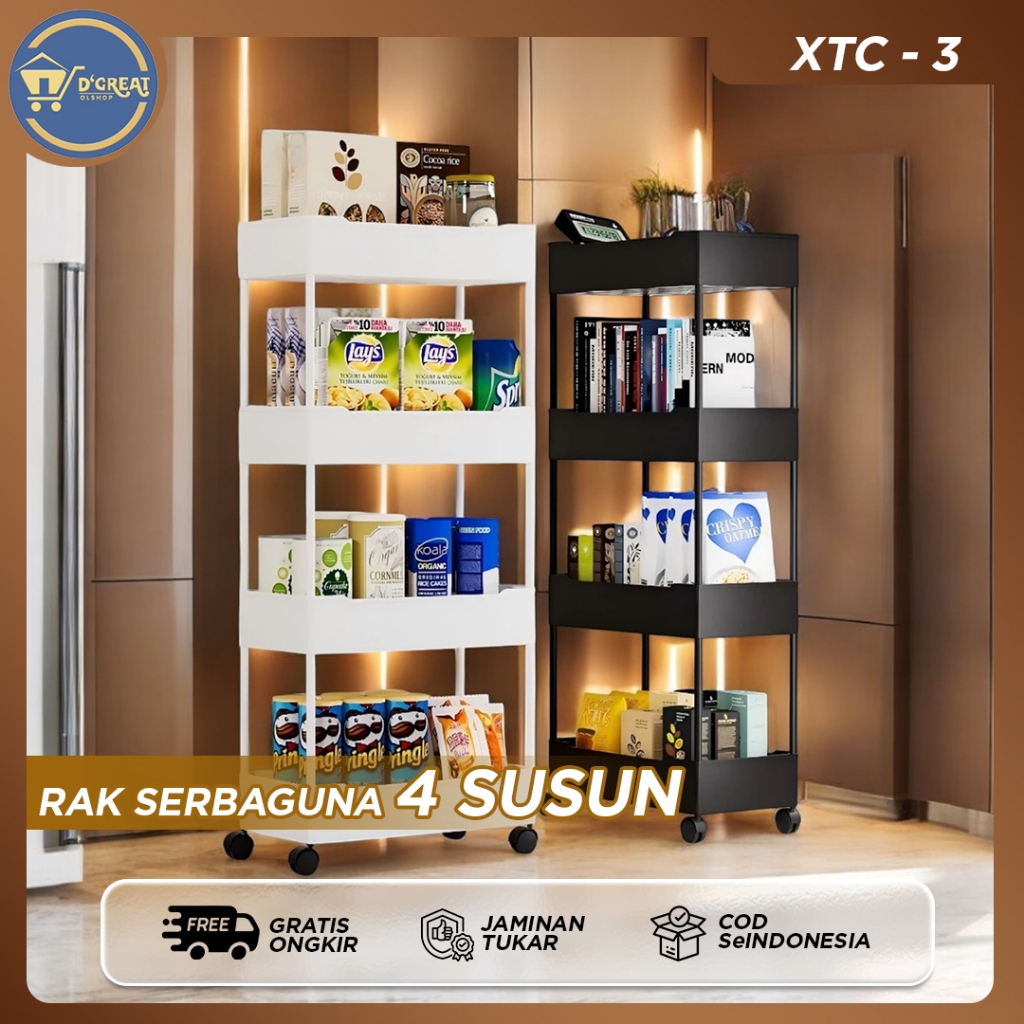 Jual Rak troli plastik rak toilet rak dapur dengan roda Rak Bumbu Rak ...