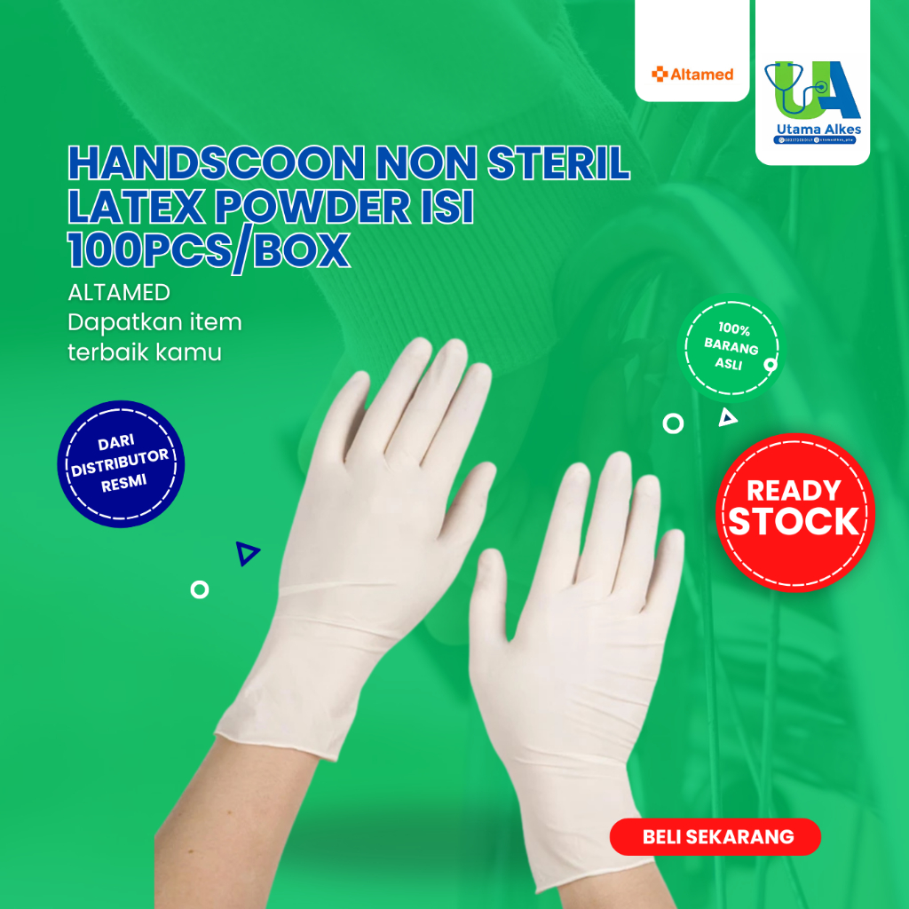 Jual HANDSCOON NON STERIL LATEX POWDER ALTAMED | ISI 100 'S/BOX ...