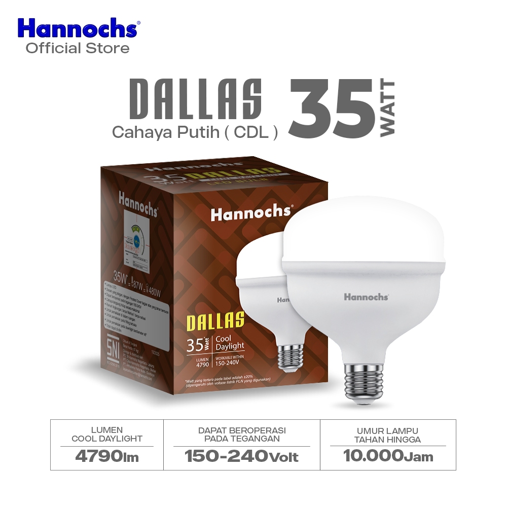 Hannochs Lampu Bohlam LED Dallas 35W Cahaya Putih
