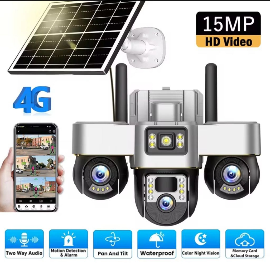 Jual Camera PTZ Tiga Layar CCTV SIM-card 4G Solar Panel TIGA lensa ...