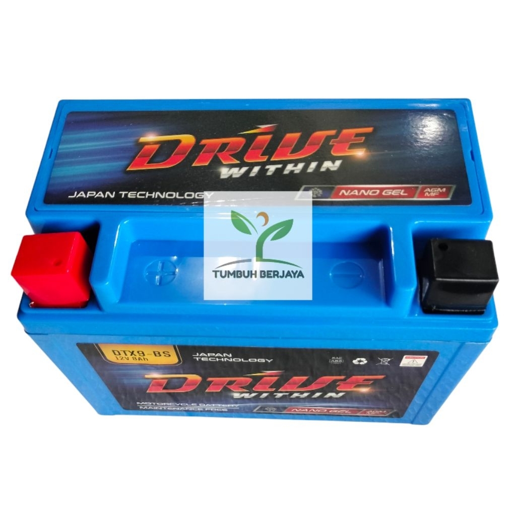 Jual Aki GEL Kering DRIVE DTZ9-BS / YTX9-BS Ninja 250 Minerva