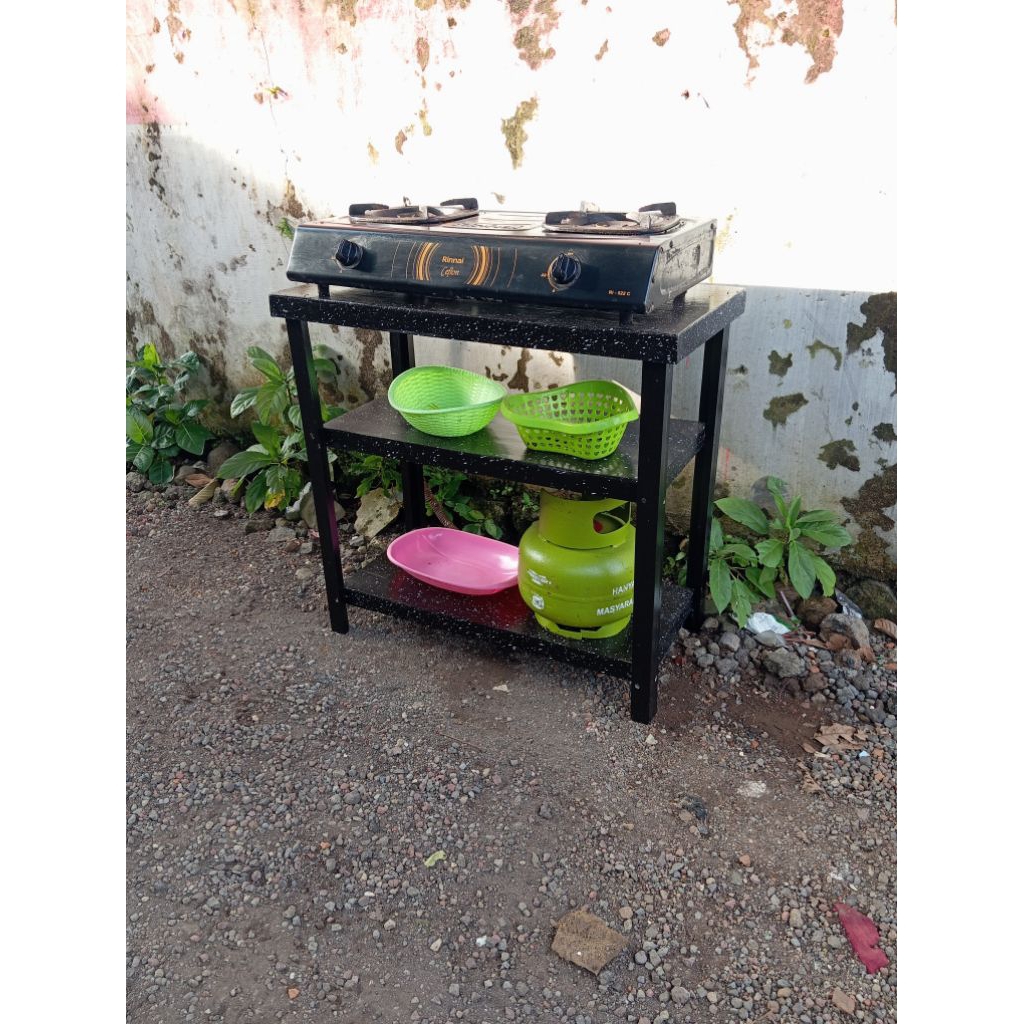 Jual meja kompor gas 2 tungku rak 3 susun | Shopee Indonesia