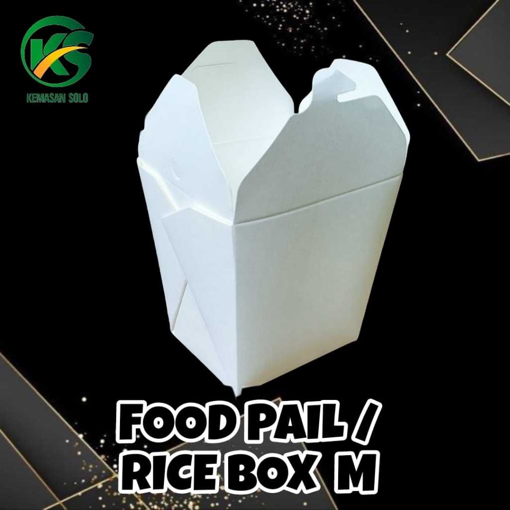 Jual Food Pail ivory putih paper rice box MEDIUM isi 25 pcs | Shopee ...