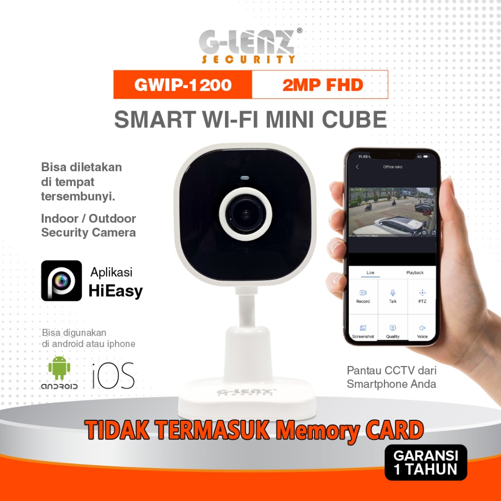 Jual GLENZ CCTV WIFI MINI CUBE 2MP - Aplikasi HiEasy - NON MEMORY CARD ...