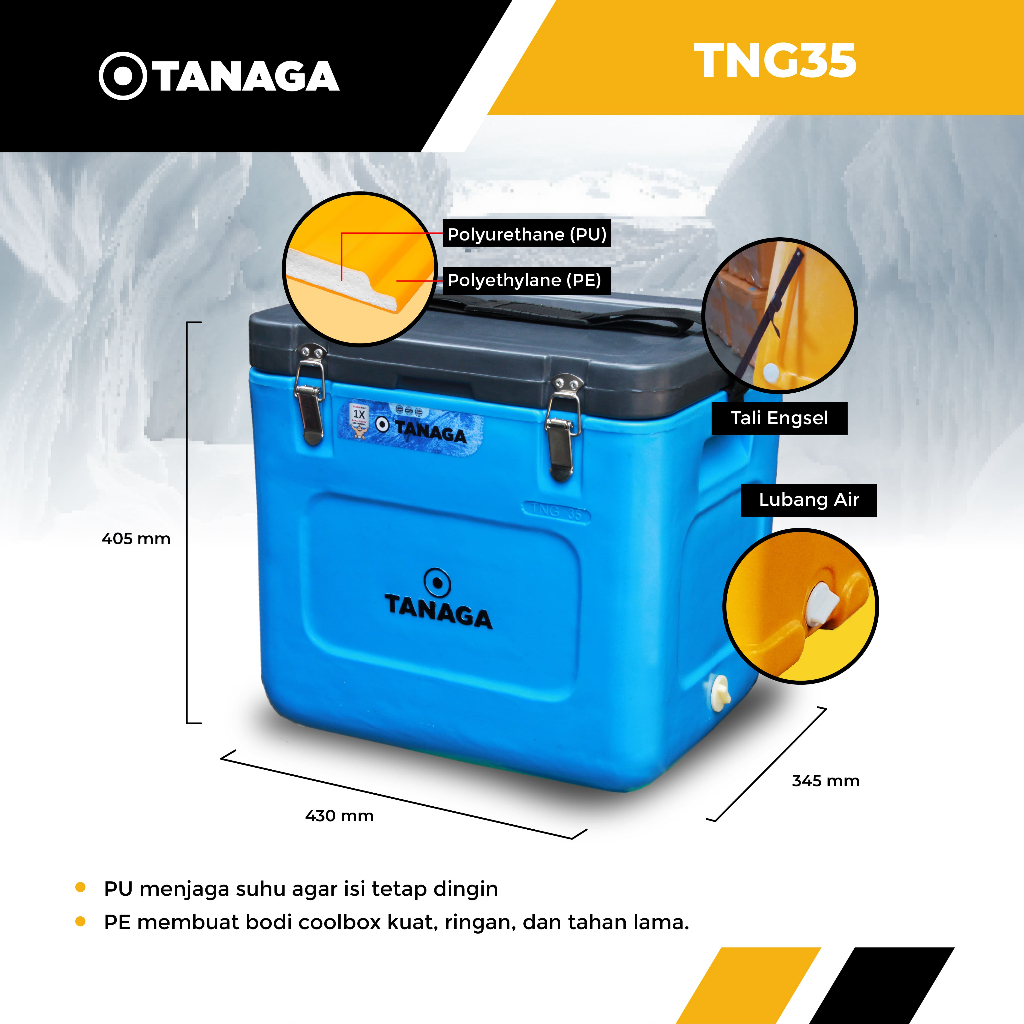 Jual TANAGA Cooler Box 35 Liter Ice Box Termos Kotak Es Batu Ikan ...