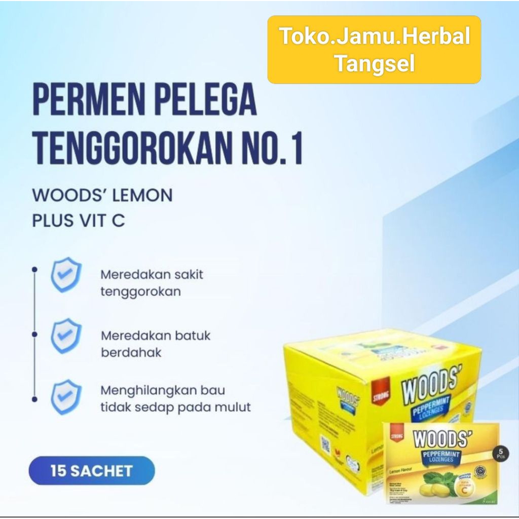 Jual PERMEN WOODS + VIT C RASA LEMON 1 BOX ISI 15x6 - Candy { free ...